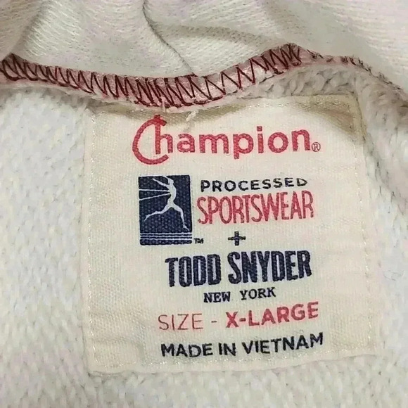 Champion X Todd Snyder Mens XL Running Man Reverse Weave Hoodie Sweatshirt White - Picture 6 of 10